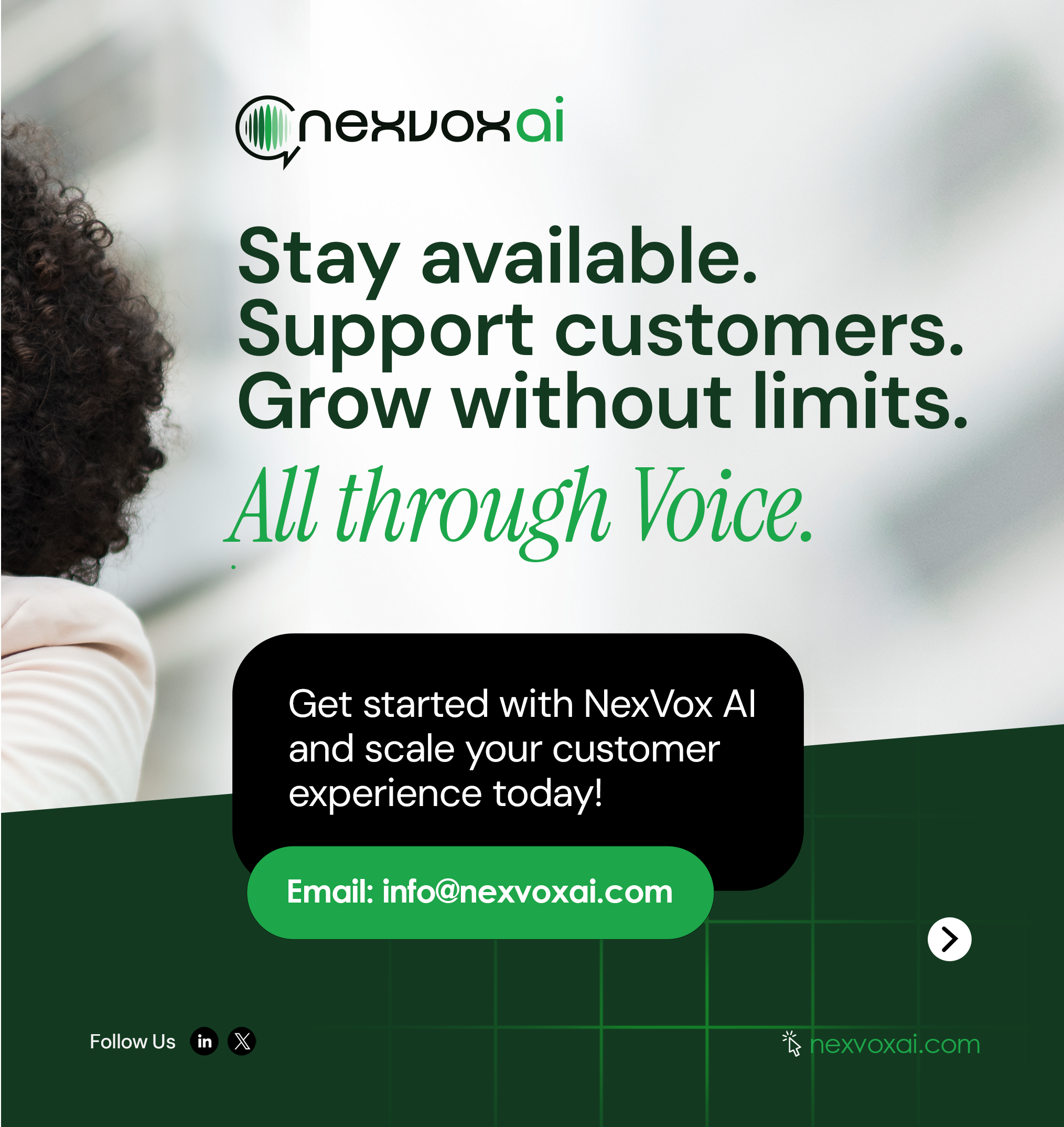 Stay available, support customers, grow without limits — all through voice